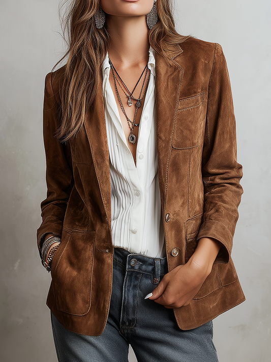 Giacca in camoscio marrone – vista frontale