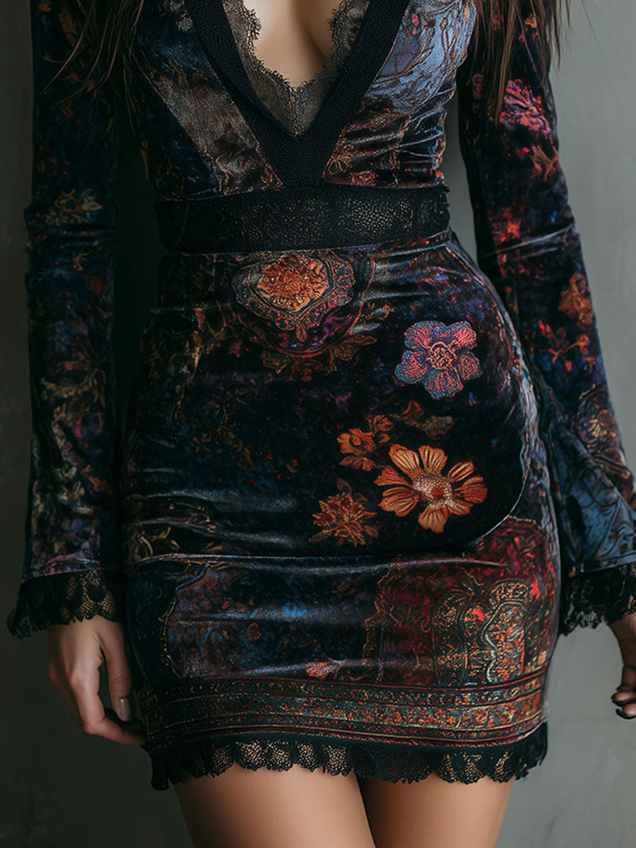 Vestito mini in velluto blu scuro – vista posteriore