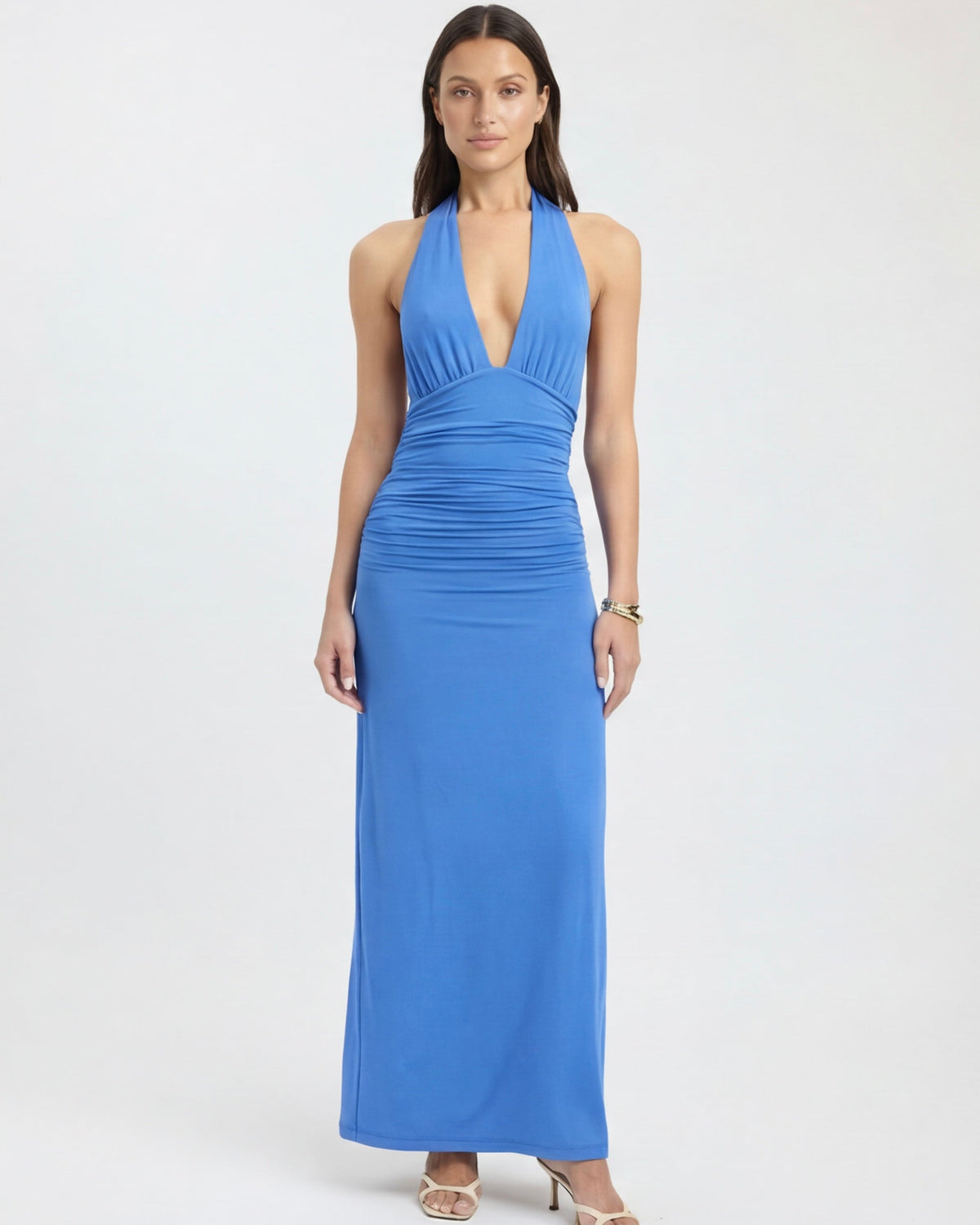 Abito lungo Nyra blu – vista frontale