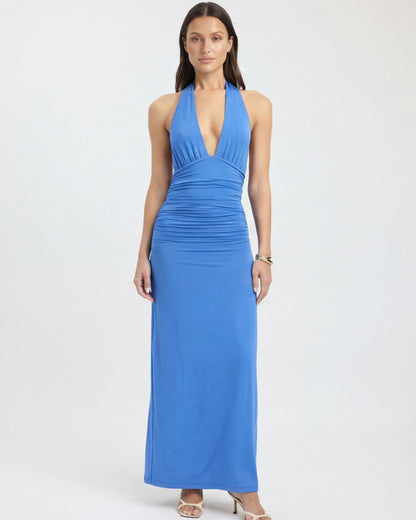 Abito lungo Nyra blu – vista frontale