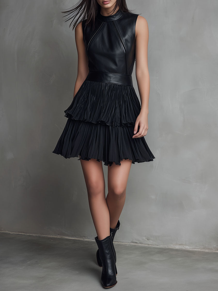Vestito mini nero in ecopelle – vista d'insieme