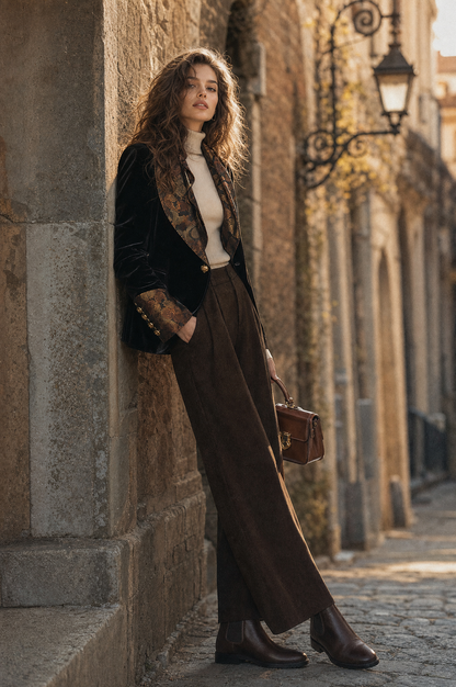 Blazer in velluto stampato nero – vista posteriore