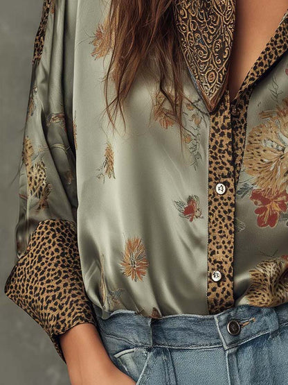 Camicia in raso verde salvia – vista d'insieme