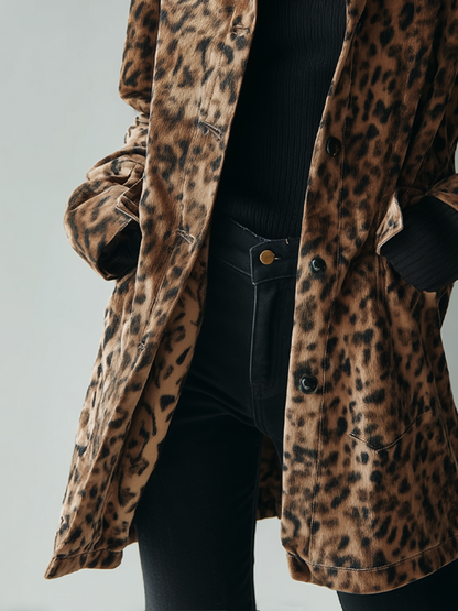 Giacca in camoscio leopardato marrone – dettaglio 7