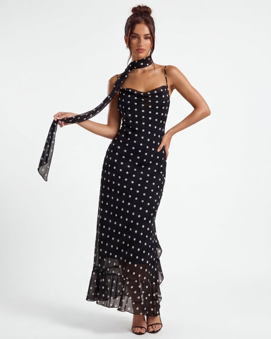 Abito maxi Noir a pois – foto 1