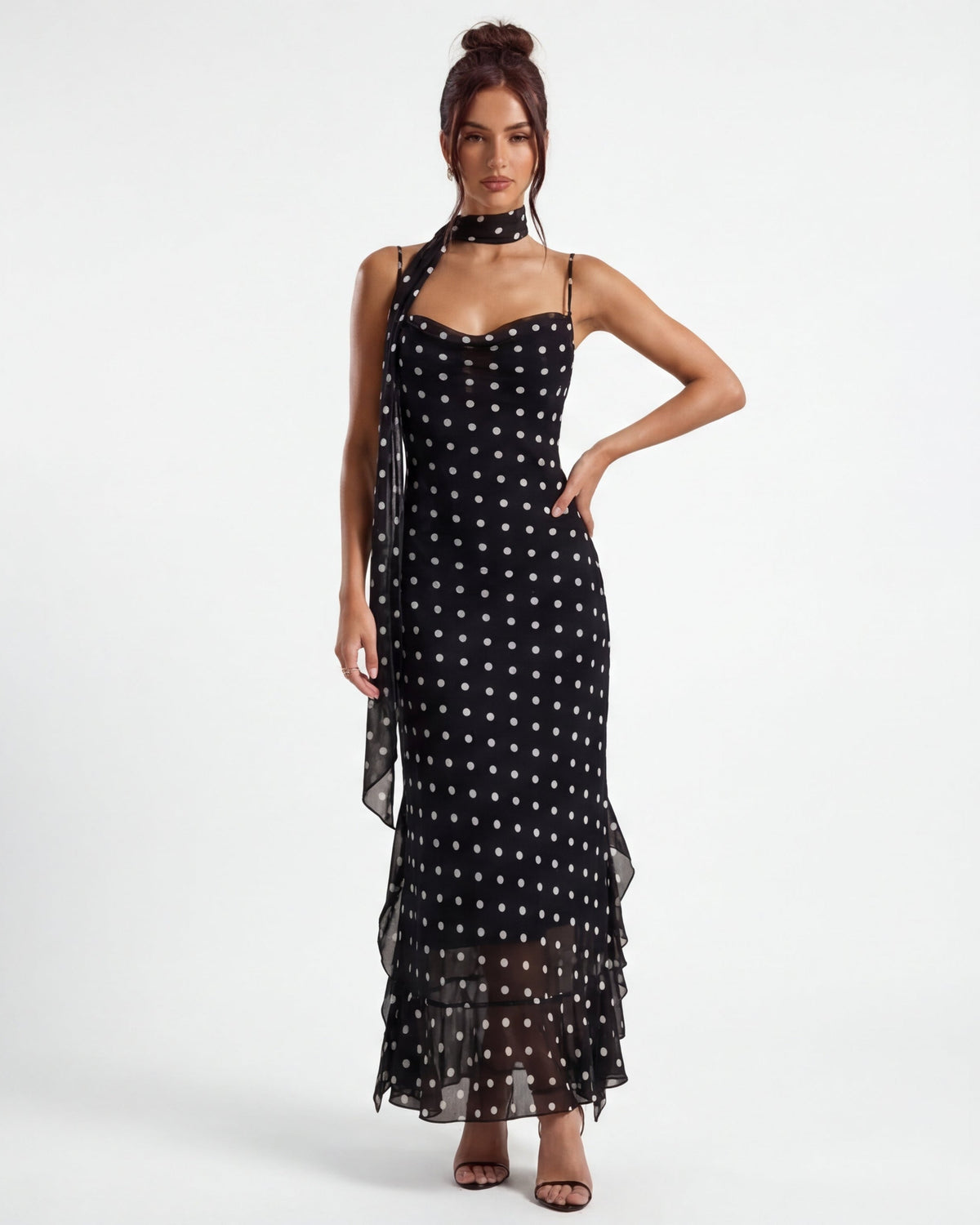 Abito maxi Noir a pois – foto 4