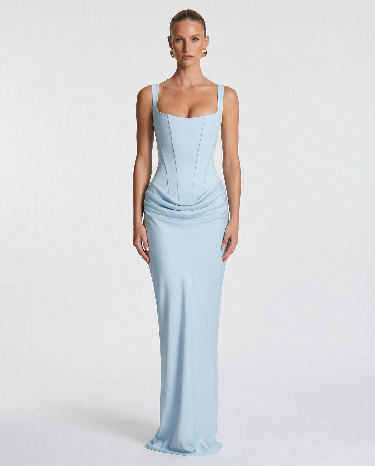 Abito lungo Corsetto azzurro – vista frontale