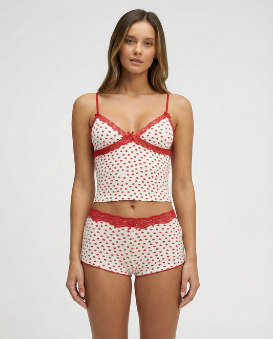 Coordinato Cherry in pizzo con cuoricini – foto 1