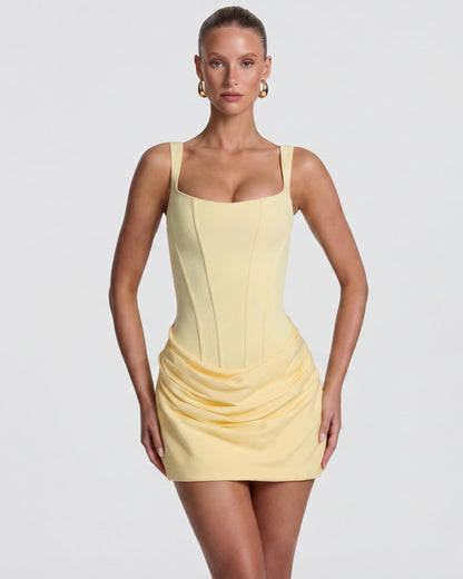 Mini abito Corsetto giallo chiaro – vista frontale