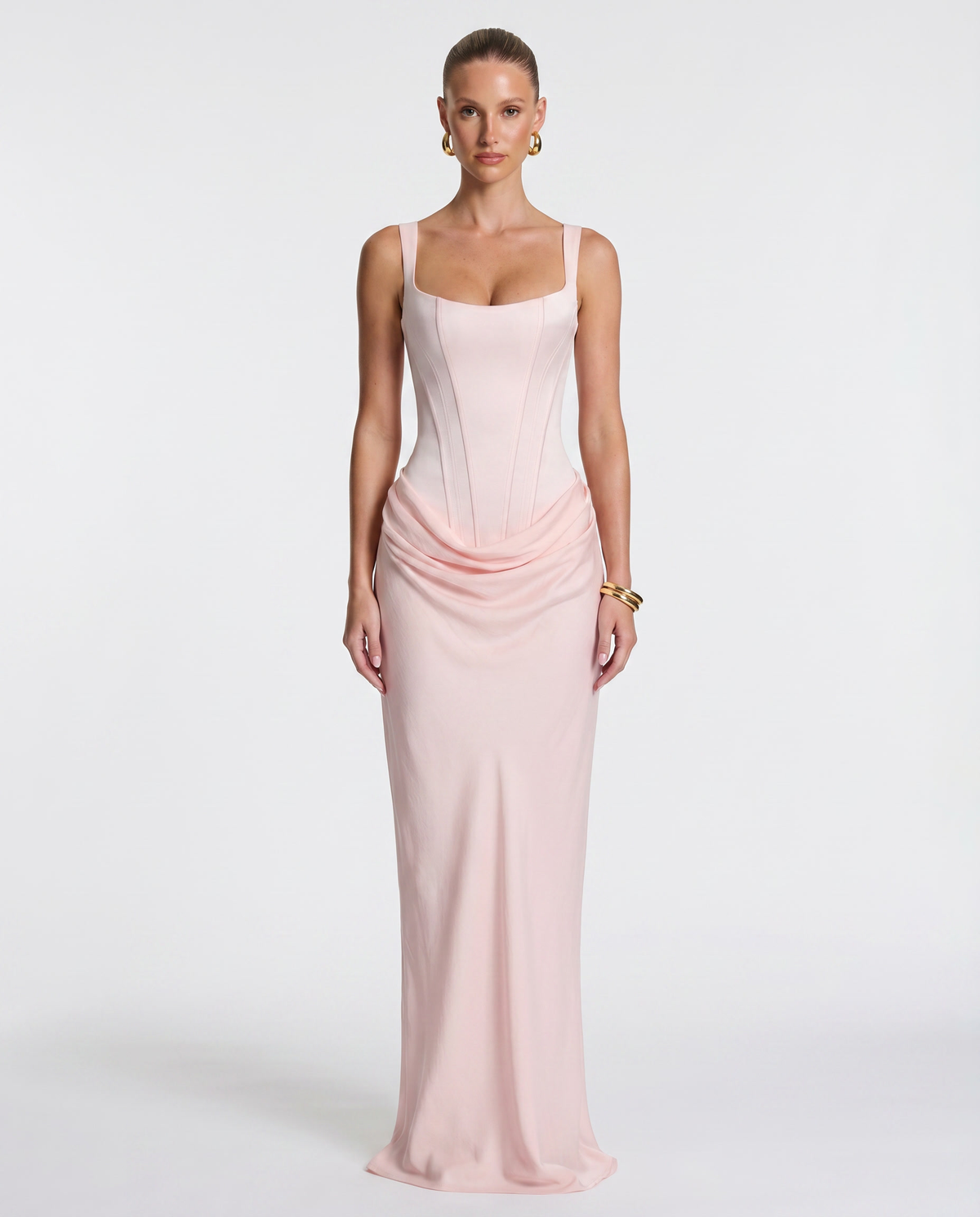 Abito lungo Corsetto rosa chiaro – vista frontale