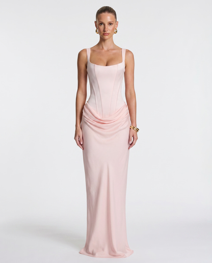 Abito lungo Corsetto rosa chiaro – vista frontale
