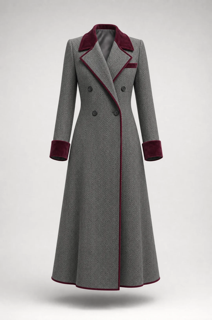 Cappotto lungo in lana spigata – vista 7