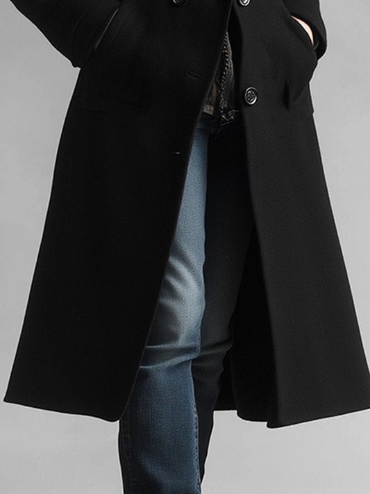Cappotto midi in lana nero – vista frontale