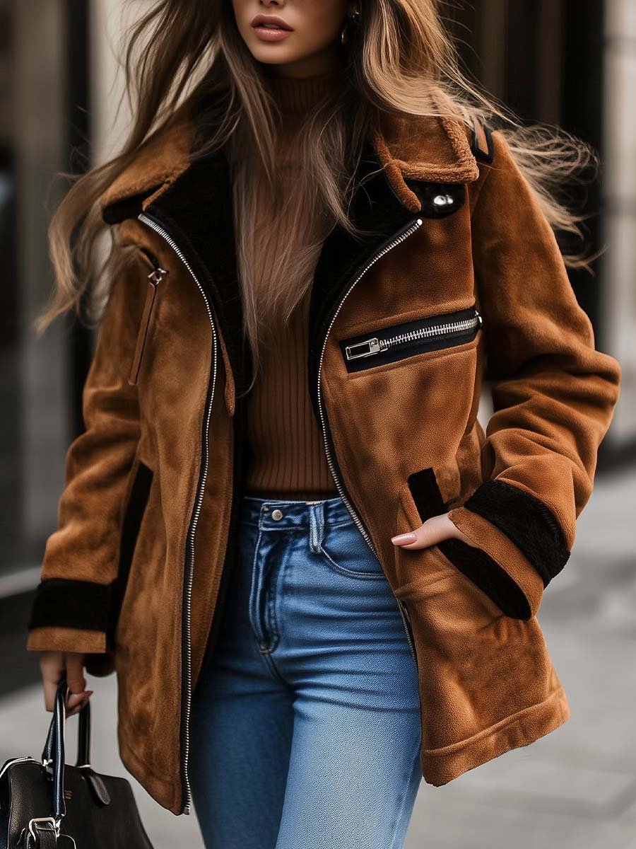 Cappotto retrò in camoscio marrone – dettaglio 5