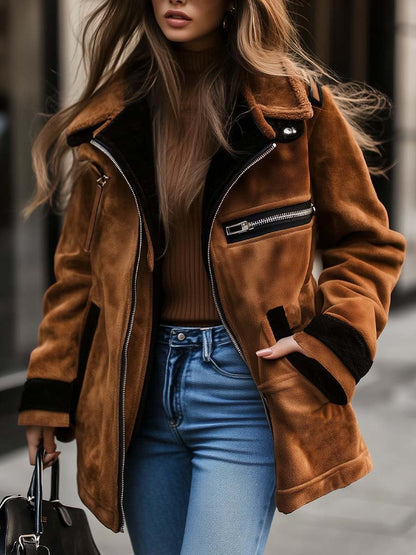 Cappotto retrò in camoscio marrone – dettaglio 5