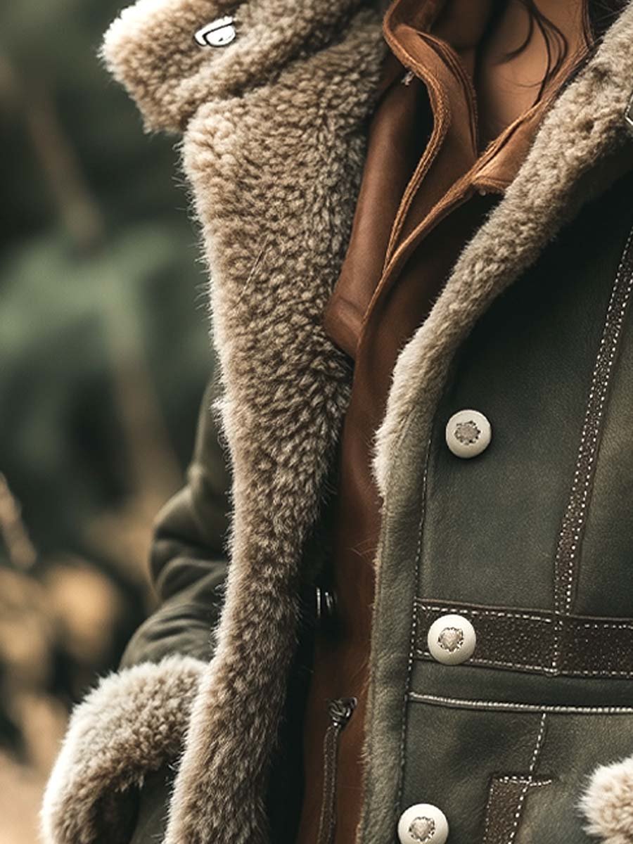 Cappotto retrò in finto camoscio verde – dettaglio 3