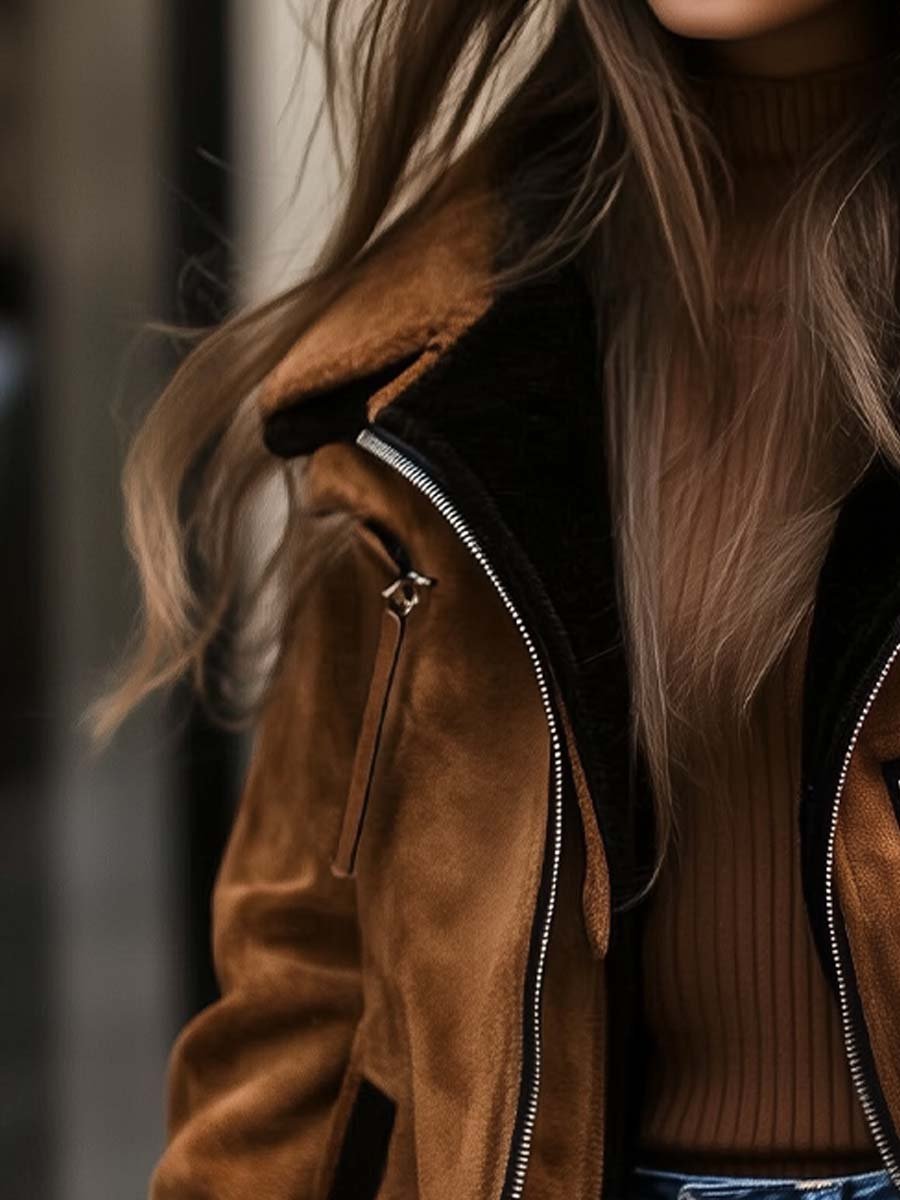 Cappotto retrò in camoscio marrone – dettaglio 3