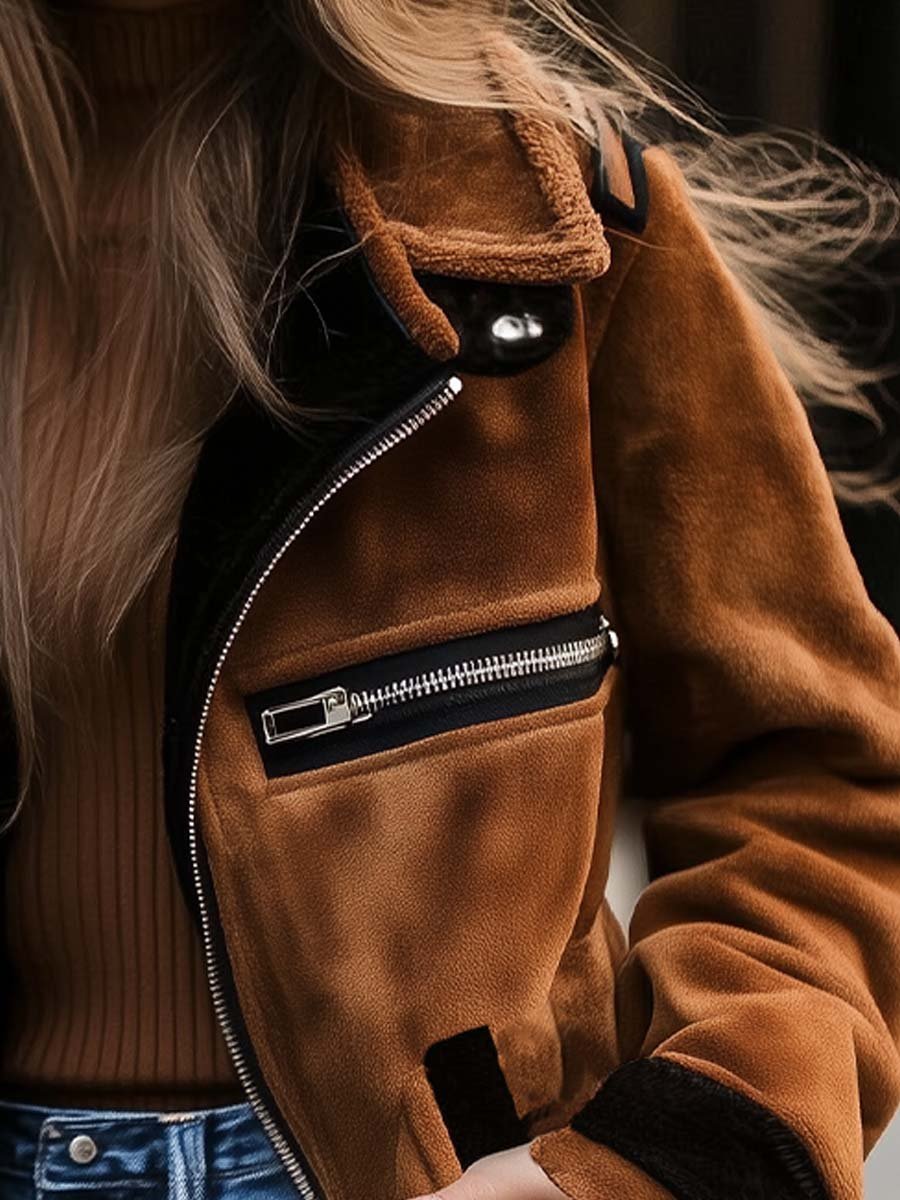 Cappotto retrò in camoscio marrone – dettaglio 4