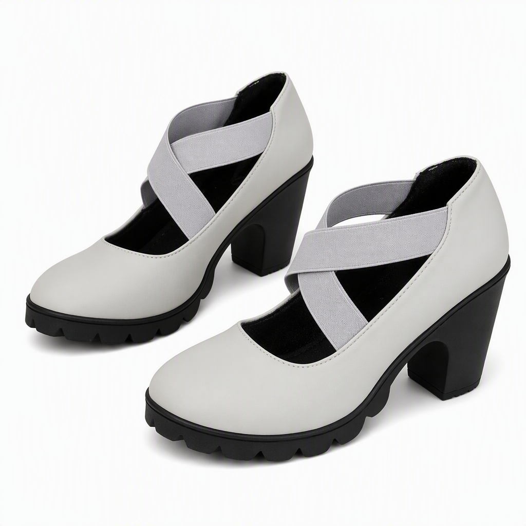 Scarpe Lola con plateau grigie tinta unita – vista frontale