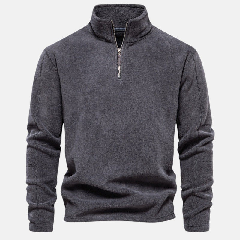 Polo Eduardo grigia con zip – vista frontale
