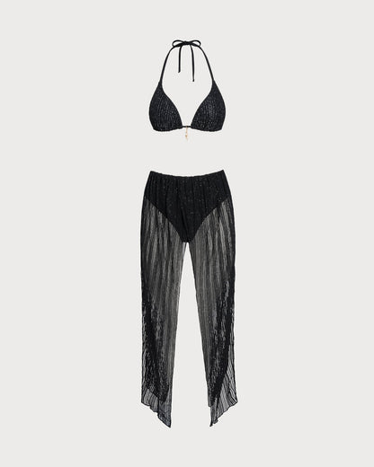 Bikini Noir con scollo all'americana – vista 10