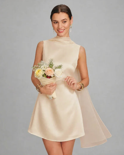 Mini abito Celine in raso crema – vista frontale