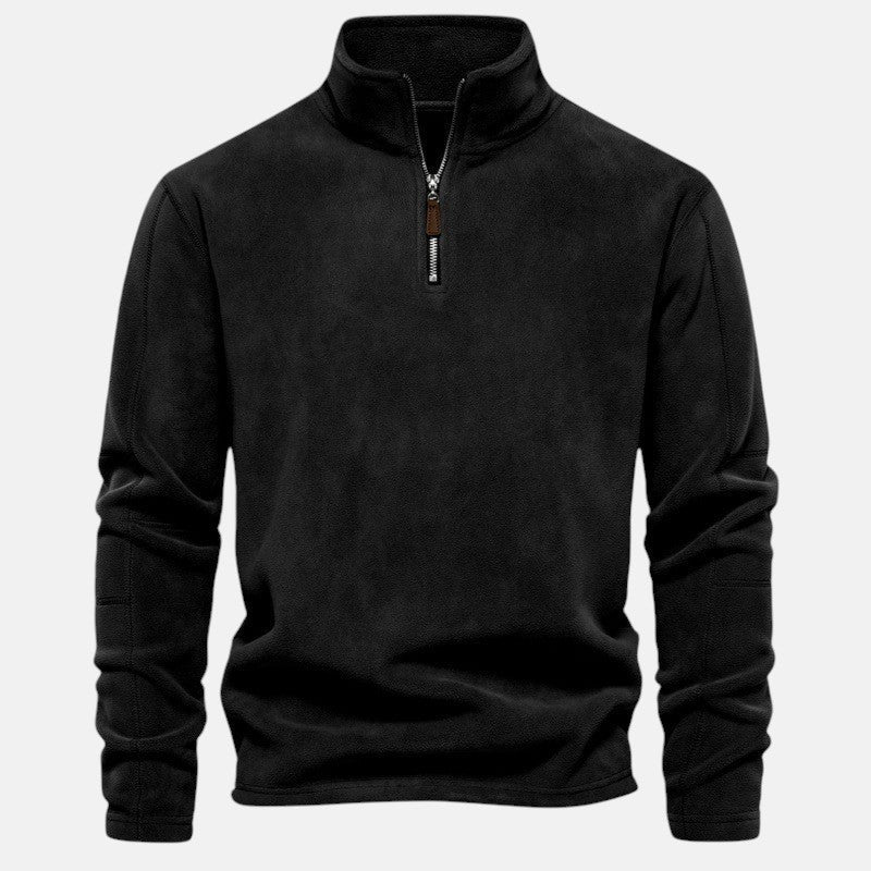 Polo Eduardo nera con zip – vista frontale